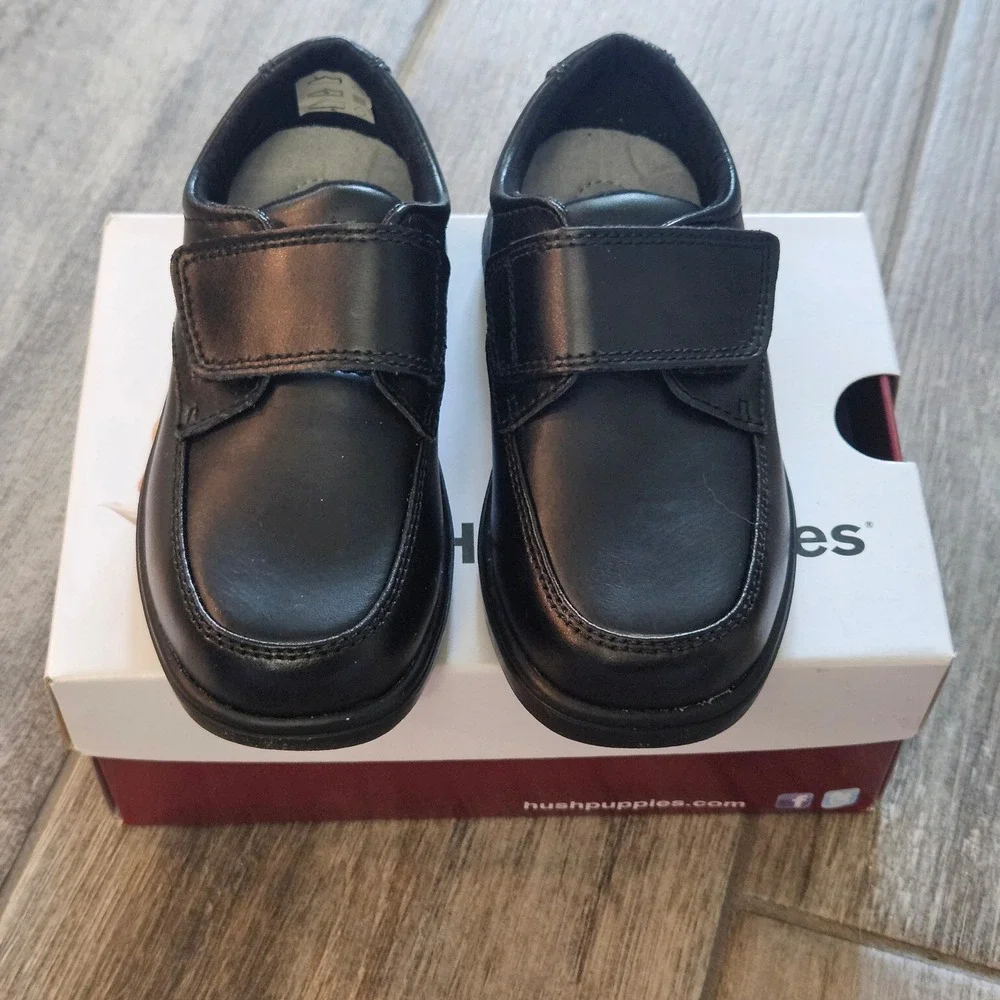 Hush Puppies Gavin Dress Shoes Boys 8.5W Black Leather Oxford Classic Formal
